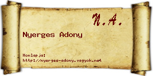 Nyerges Adony névjegykártya